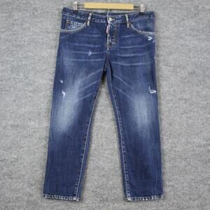 Dsquared2 Jeans Women 42 6 Cool Girl Cropped Distressed Blue Denim Luxury Casual